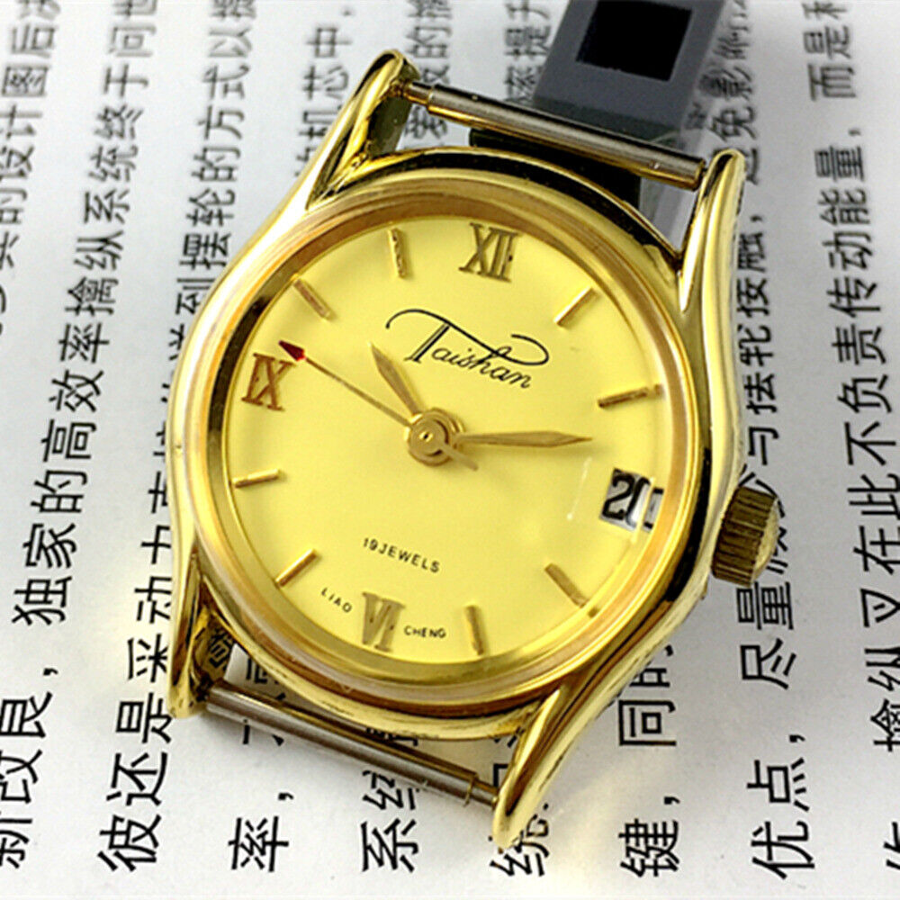 TAISHAN 26mm lady manual mechanical watch with 19 jewels, Roman numerals, and calendar display.