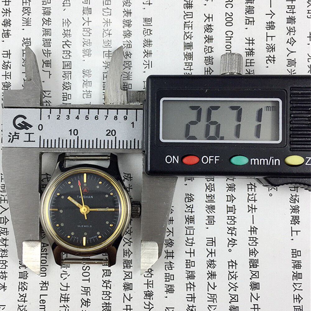 TAISHAN 26mm black manual mechanical lady watch with 19 jewels and sleek black dial for elegant style.