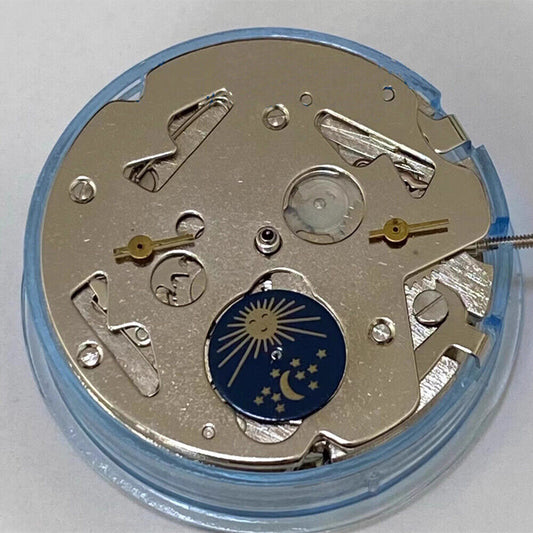 Asian Tianjin Seagull ST6 watch with 3 hands and moon phase at 6 o?clock, automatic mechanical movement.