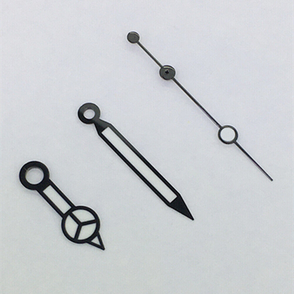 Green luminous watch hands with black trim for Asian 8215/2813/8205 movement by Classic, perfect for restoration.