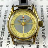 TAISHAN Manual Mechanical Lady Watch 19 Jews Yellow Grey Dial Round Golden Case