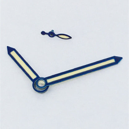 Blue trim arrow-shaped yellow lume watch hands for ST3600/ST3620/ETA6497/6498 - precise fit accessory.