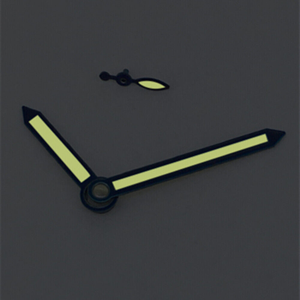 Blue-trimmed arrow-shaped yellow lume watch hands for ST3600/ETA6497 precise fit.
