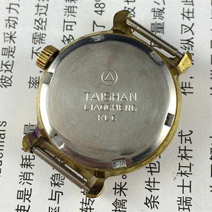 27mm China TAISHAN Manual Mechanical Lady Watch 19 Jews Golden Case Yellow Dial