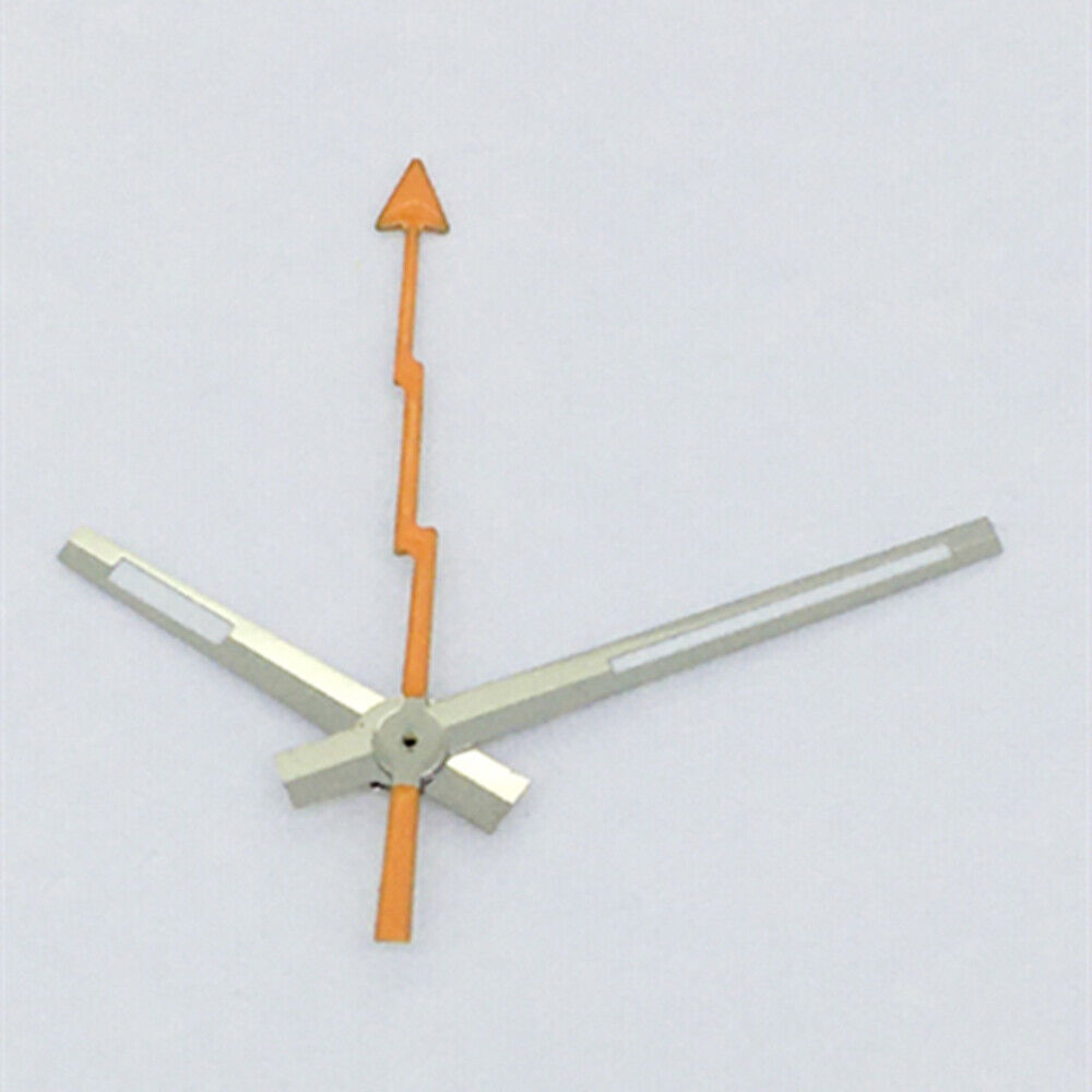 Aiguille des secondes orange avec garniture argentée et aiguilles luminescentes pour montres Asian 8215/2813/8205