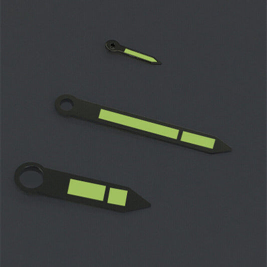 Aiguilles de montre lumineuses vertes avec garniture argentée pour mouvements ST3600/ST3620/ETA6497/6498