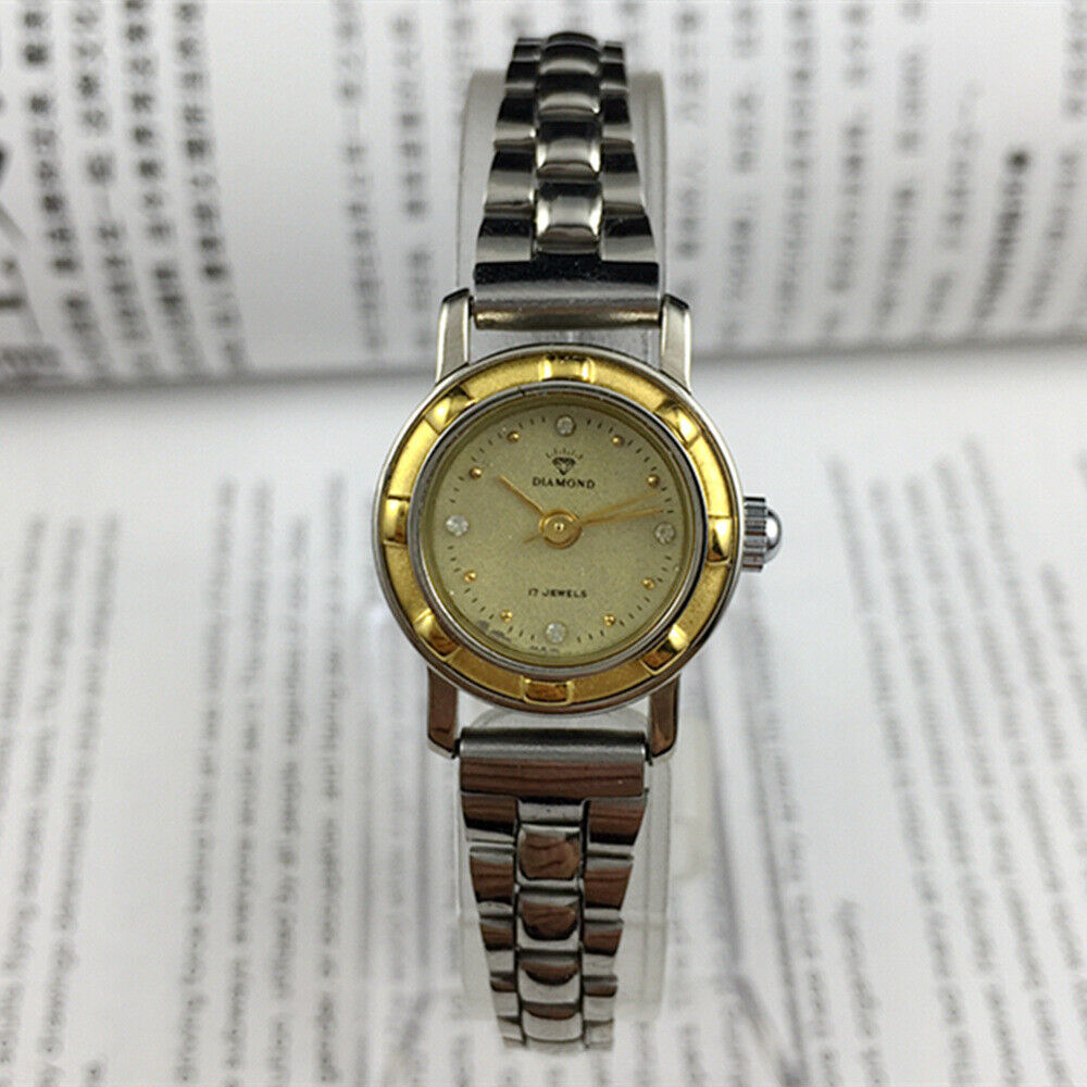 21mm SHANGHAI DIAMOND lady watch with golden dial, 17 jewels, small manual mechanical movement, elegant design
