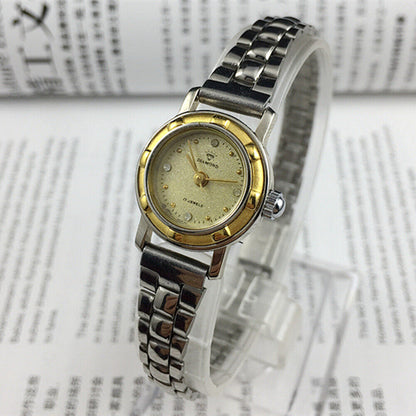 21mm SHANGHAI DIAMOND lady watch with golden dial, 17 jewels, small manual mechanical movement, elegant design