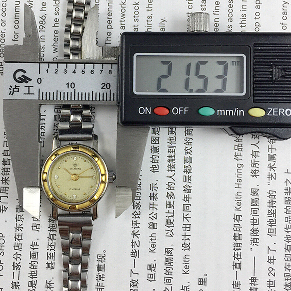 SHANGHAI DIAMOND 21mm lady watch with golden dial, 17 jewels, manual mechanical movement, elegant style