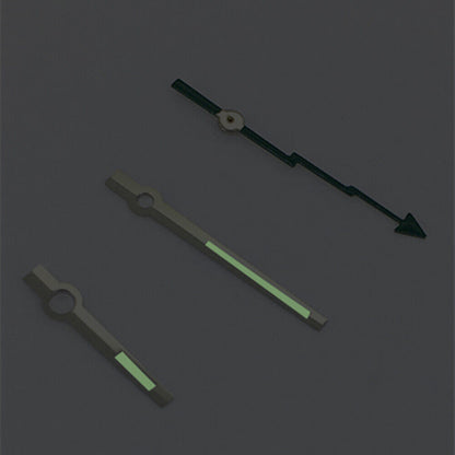 Lume silver-trimmed green second hand for Asian 8215/2813/8205 watch movements, precise timing.