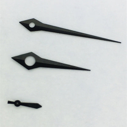 Long pointed black watch hands without lume, compatible with ST3600/ST3620/ETA6497/6498 movements, brand quality.