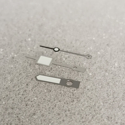 Green luminous geometric square watch hands with silver trim, compatible with NH35/NH36/4R/7S movements.