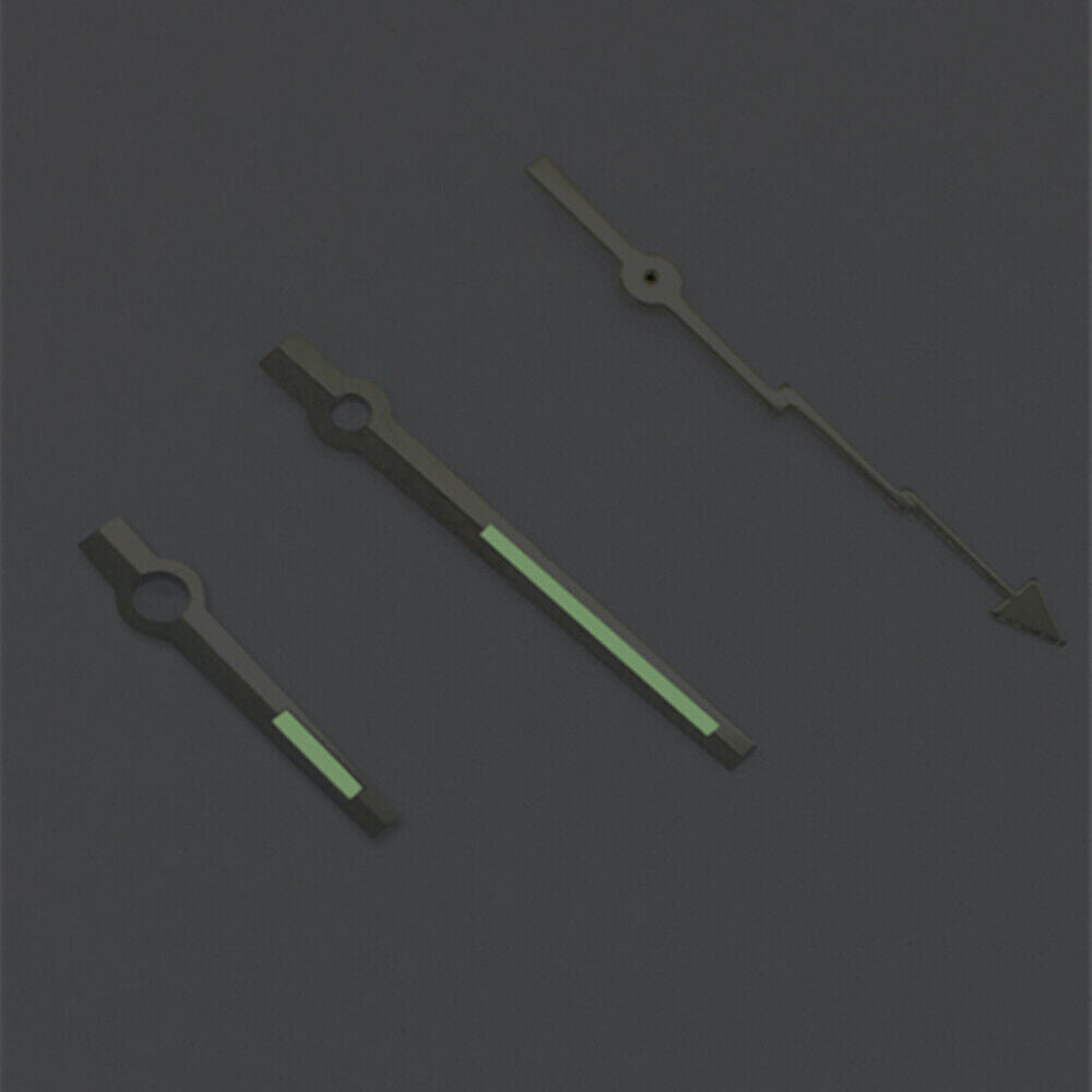Aiguilles de seconde lumineuses vertes argentées pour montres Asian 8215/2813/8205