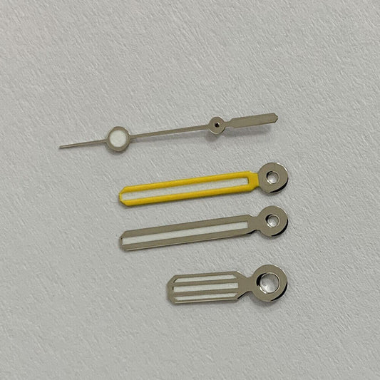 Green luminous color block watch hands set, compatible with NH35/NH36/4R/7S movements.