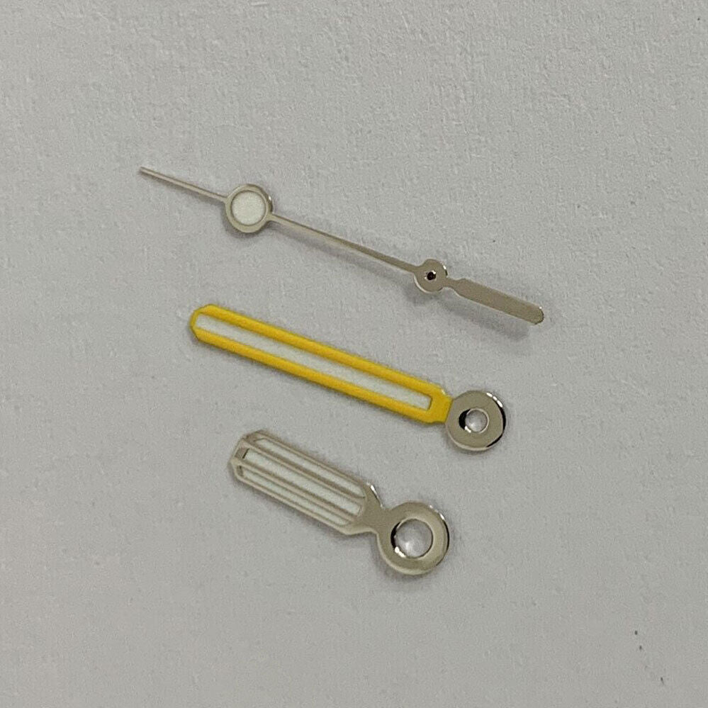Green luminous watch hands set, compatible with NH35, NH36, 4R, and 7S movements for seamless installation.