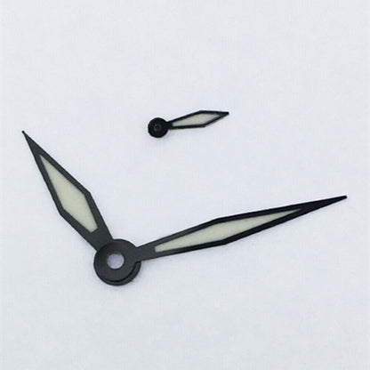 Black trim green polished blue lume watch hands for ST3600 movement, enhancing vintage watch designs.