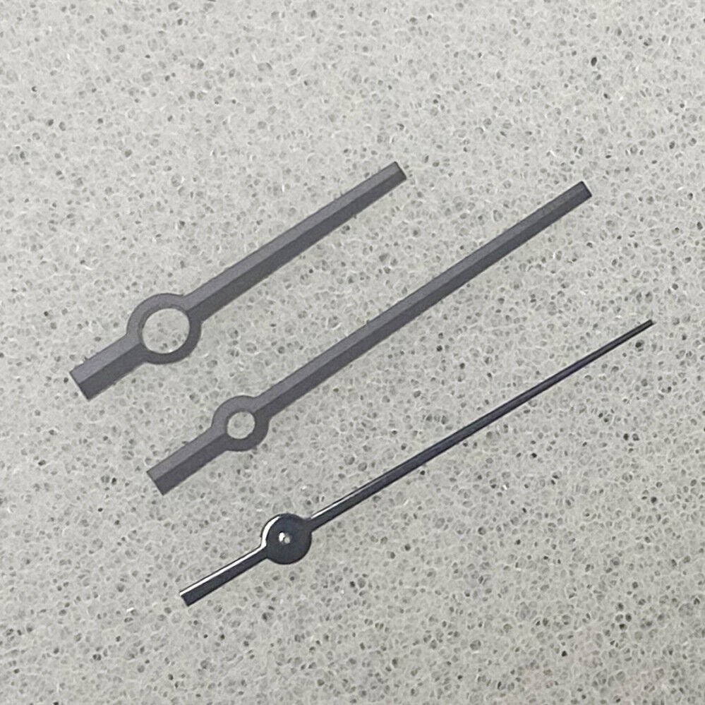 Silver and black trim long watch hands, compatible with NH35/NH36/4R/7S movements, no lume finish.