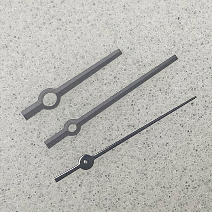 Silver and black trim long watch hands, compatible with NH35/NH36/4R/7S movements, no lume finish.