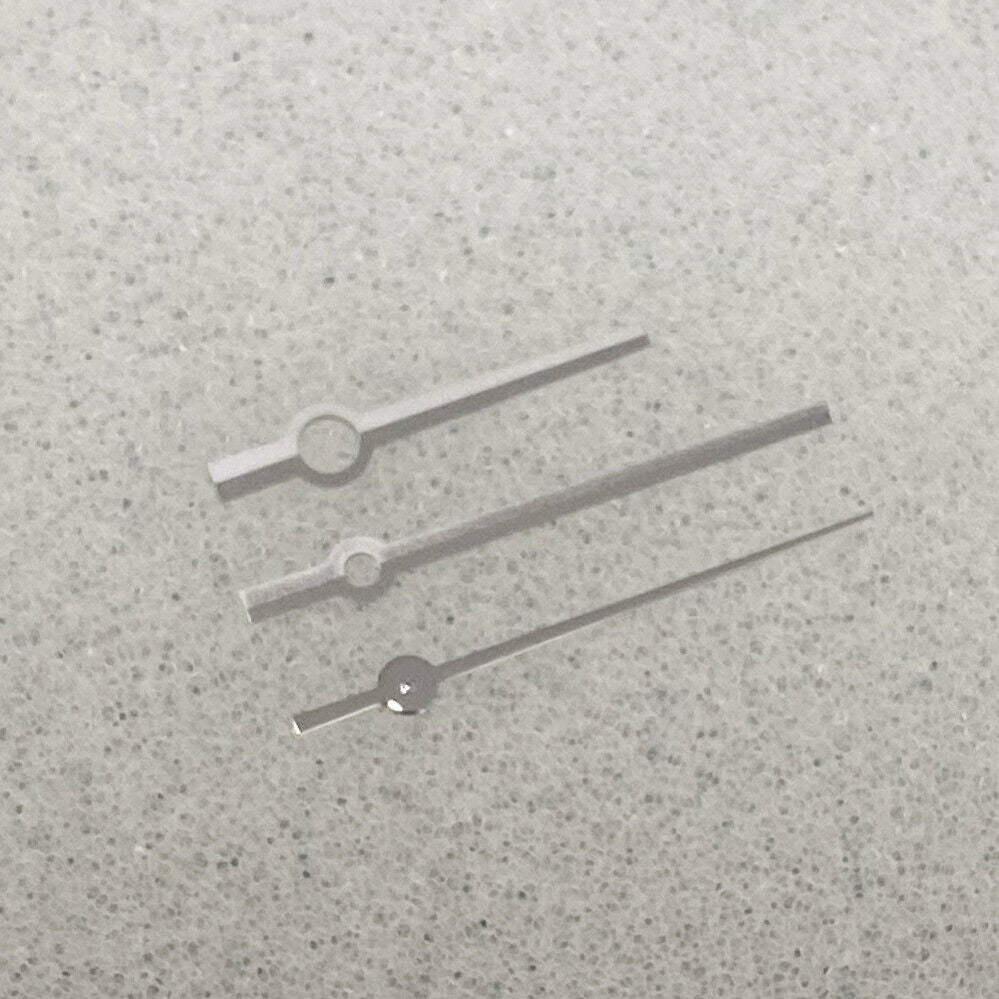 Silver and black long watch hands, designed for NH35/NH36/4R/7S movements, no lume finish.