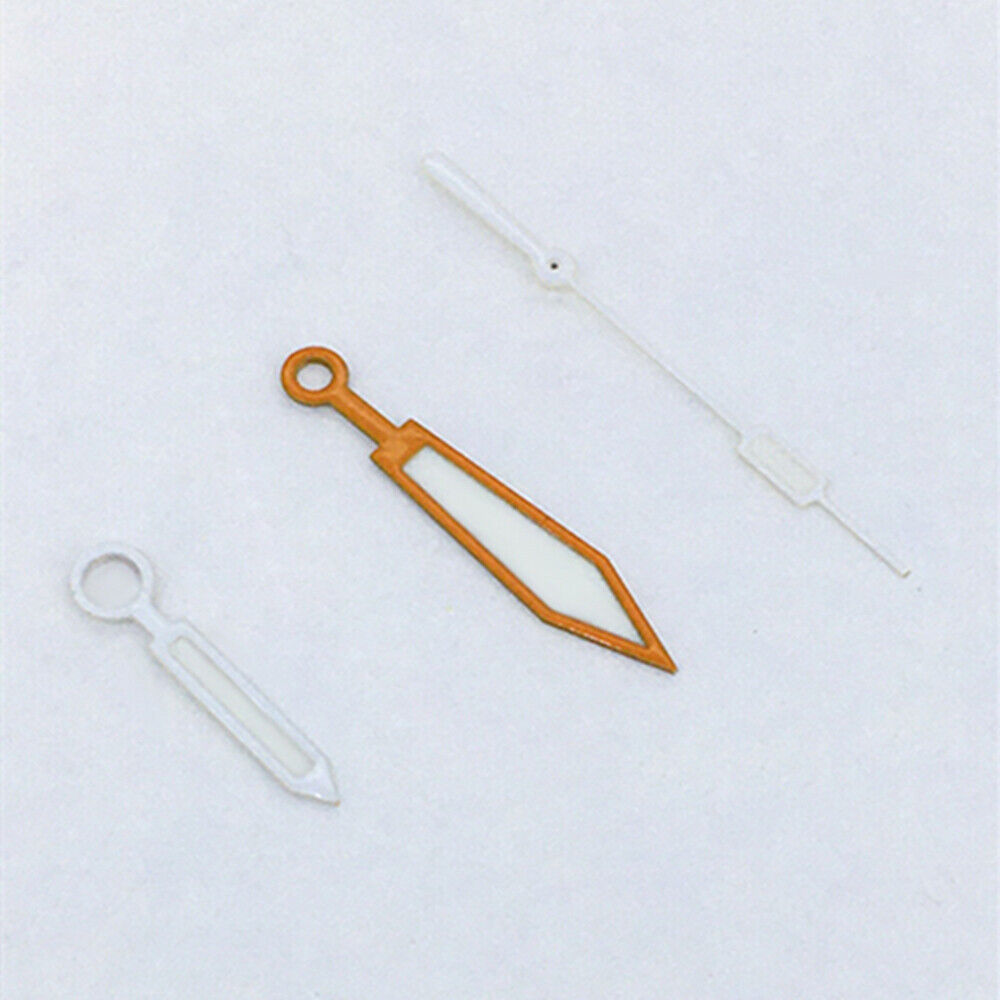 White and orange luminous watch hands for Asian 8215/2813/8205 movement, ensuring accurate time reading by BrandName.