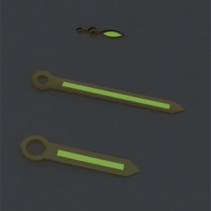 Golden trim green luminous watch hands for ST3600 movement, enhancing visibility and style.