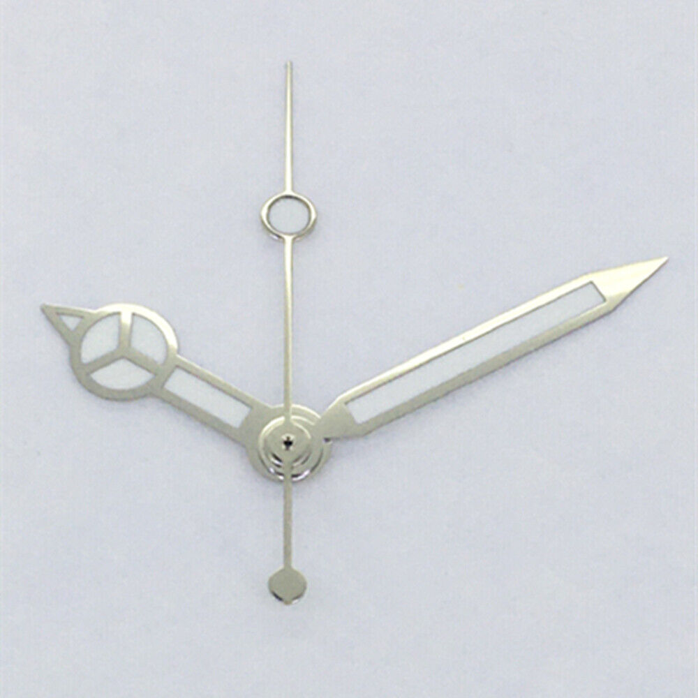 Classic silver trim green luminous watch hands for Asian 8215/2813/8205 movement, precise fit and visibility.