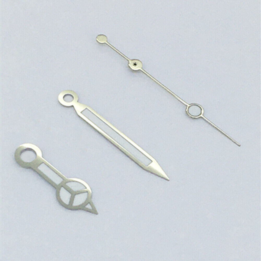 Classic silver-trimmed green luminous watch hands for Asian 8215/2813/8205 movement, precision fit and visibility.