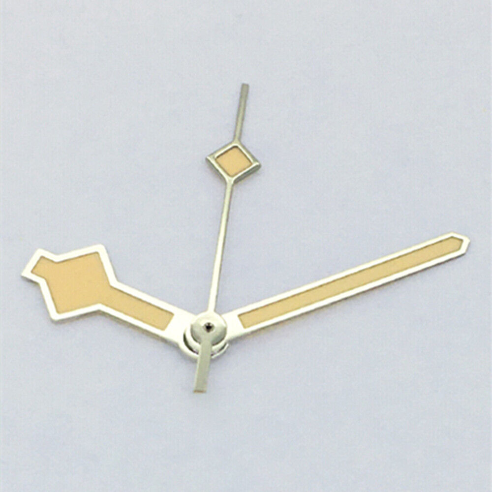 Silver trim yellow lume watch hands for Asian 8215/2813/8205 movement, ideal for precise timepiece upgrades.