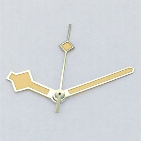 Silver trim yellow lume watch hands for Asian 8215/2813/8205 movement, ideal for precise timepiece upgrades.