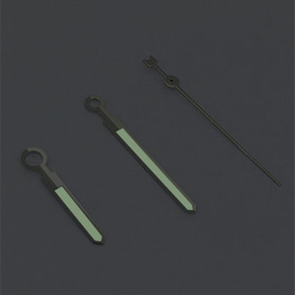 Men's green luminous watch hands with silver trim, compatible with Asian 8215/2813/8205 movements.