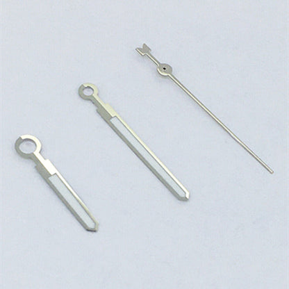 Men's green luminous watch hands with silver trim for Asian 8215/2813/8205 movements, ideal for repairs.