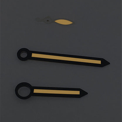 Black trim arrow-shaped orange lume watch hands compatible with ST3600/ST3620/ETA6497/6498 movements.