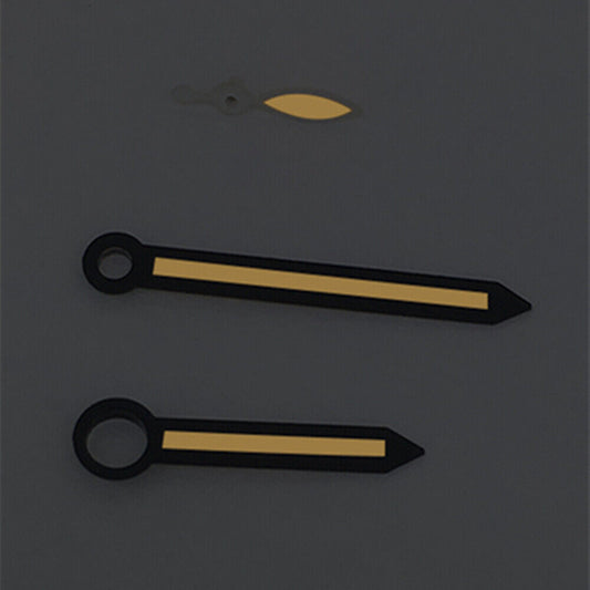 Black trim arrow-shaped orange lume watch hands compatible with ST3600/ST3620/ETA6497/6498 movements.