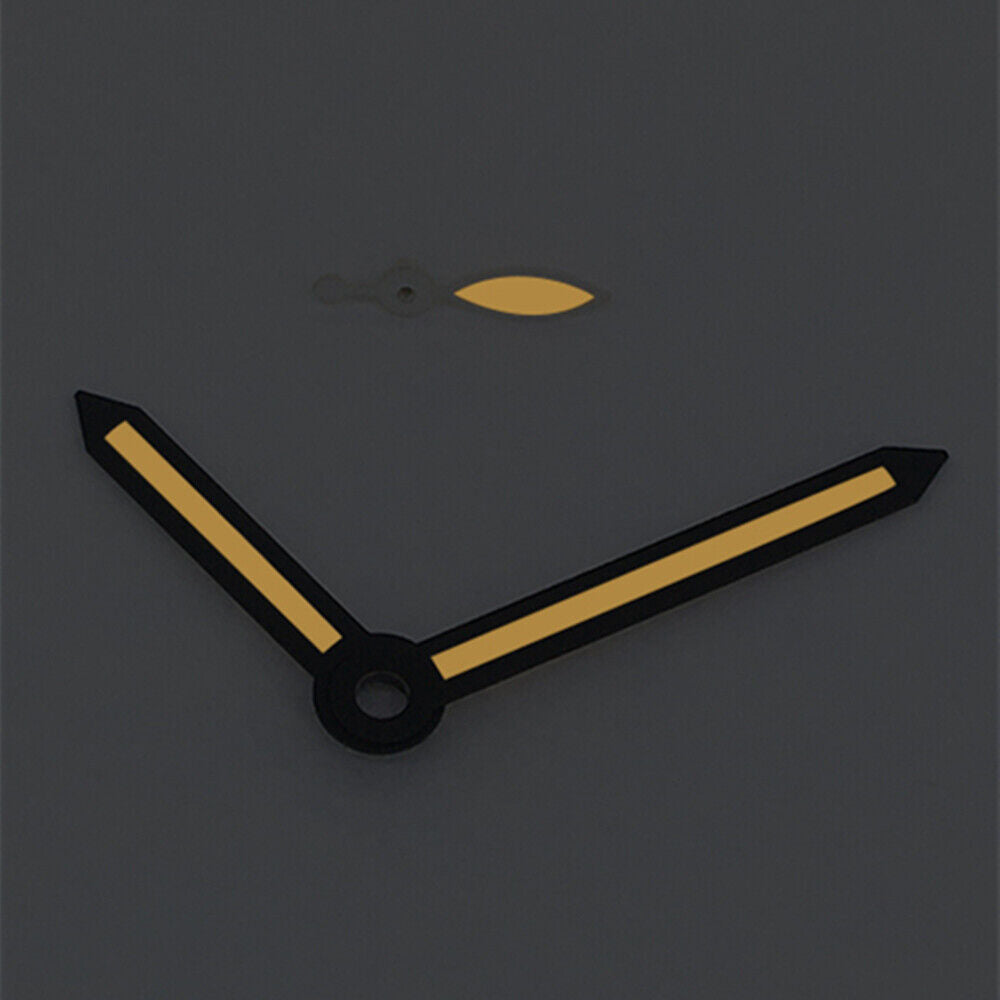 Black trim arrow-shaped orange lume watch hands for ST3600 and ETA6497 movements.