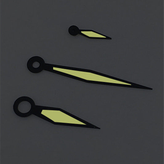 Black trim diamond-shaped yellow lume watch hands for ST3600, ST3620, ETA6497, and ETA6498 movement models.
