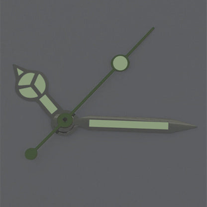Green lume watch hands with silver trim for ETA2836/2846/2824 movements, perfect for watch repairs.
