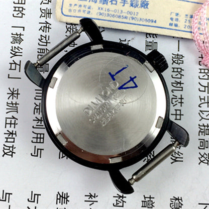30mm SHANGHAI DIAMOND manual mechanical lady watch with black dial, black case, and 17 jewels for elegant daily wear.