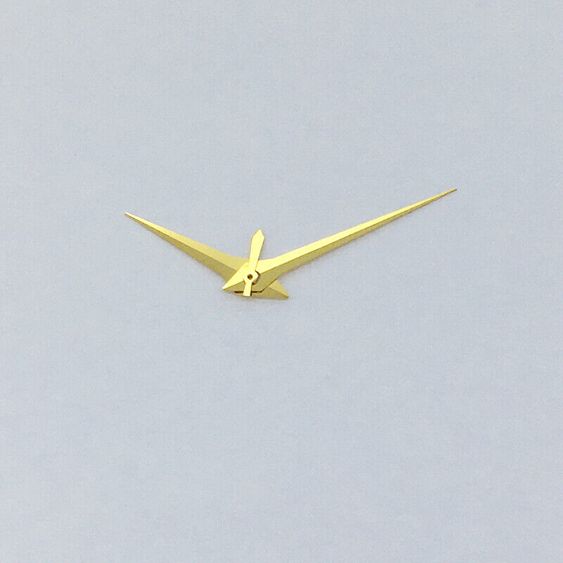 Long golden pointed watch hands without lume for ST3600/ST3620/ETA6497/6498 movements.