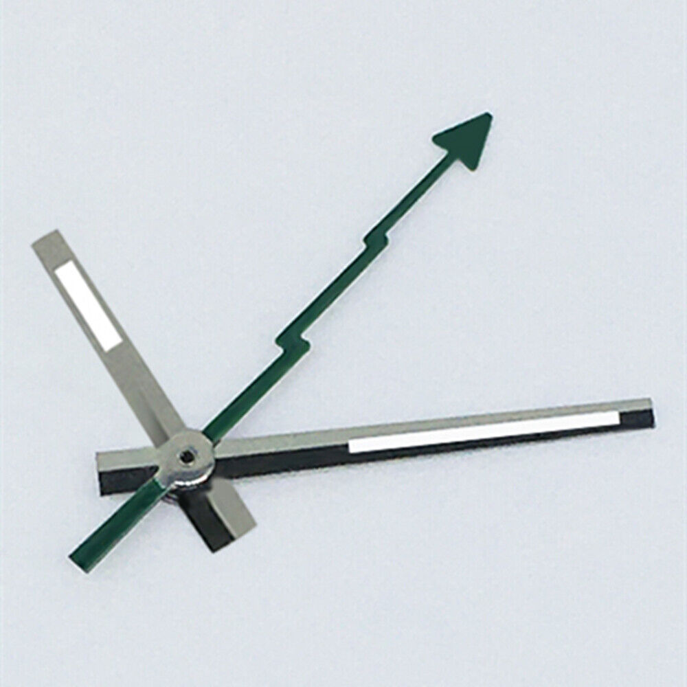 Lightning silver-trimmed green lume watch hands for ETA2834/2836/2824 movements.