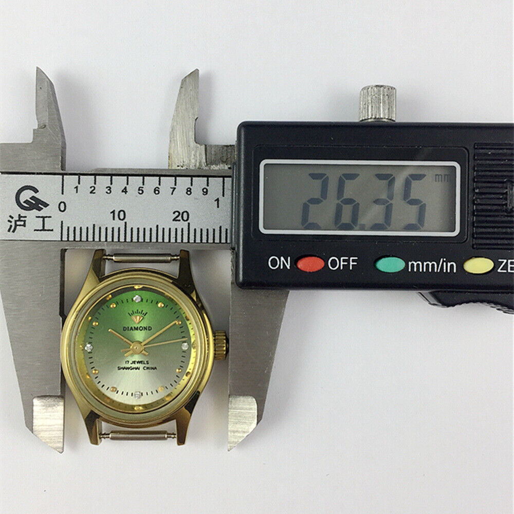 SHANGHAI DIAMOND 25mm oval lady watch with green dial and 17 jewels for elegant mechanical style