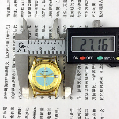TAISHAN 26mm gold lady watch with manual mechanical movement, single calendar, and 19-jewel mechanism