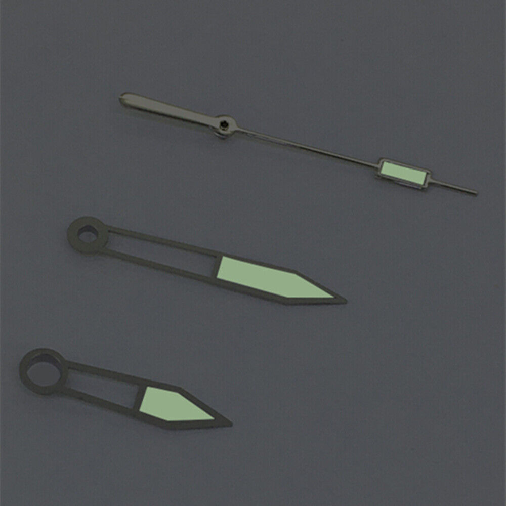 Aiguille des secondes argentée avec garniture argentée et verte luminescente pour montres ETA2836/2846/2824/2846