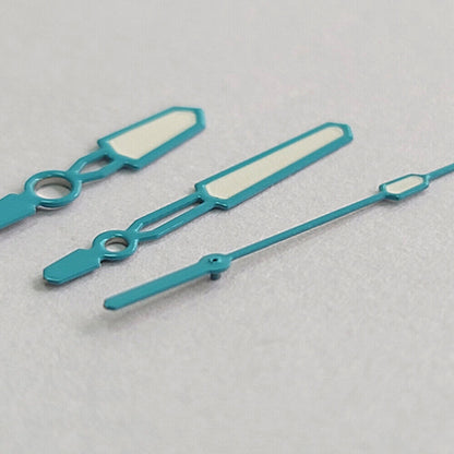 Green luminous watch hands with candy color trim for NH35/NH36/4R/7S movements by Fashion Candy, perfect for upgrades.