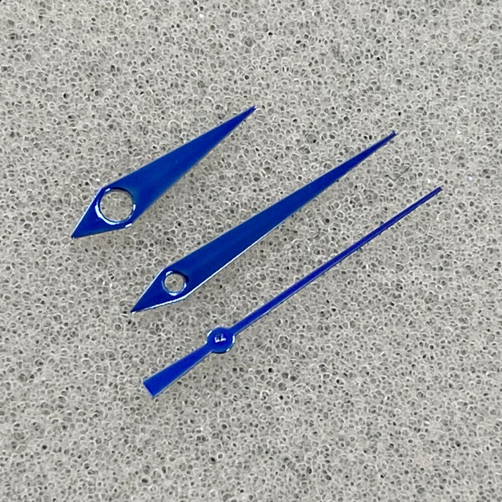 Pointed polished blue-green luminous watch hands for NH35/NH36/4R/7S movements.