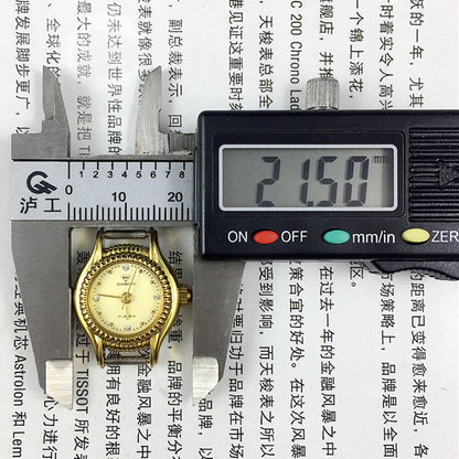 SHANGHAI DIAMOND Montre mécanique manuelle pour femme, cadran jaune 17 juifs, clou doré