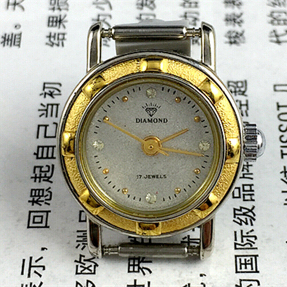 21mm SHANGHAI DIAMOND lady watch with grey dial, manual mechanical movement, 17 jewels, elegant design.