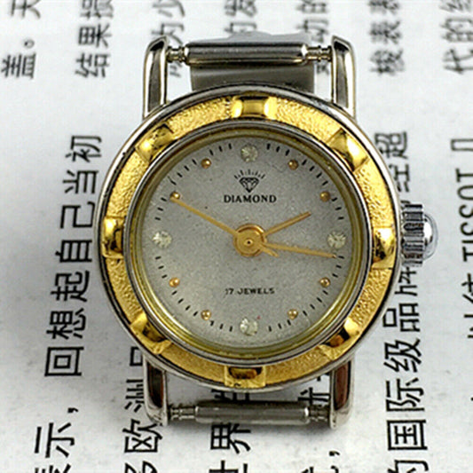 21mm SHANGHAI DIAMOND lady watch with grey dial, manual mechanical movement, 17 jewels, elegant design.