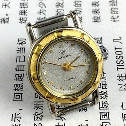 21mm Shanghai Diamond lady watch with grey dial, manual mechanical movement, and 17 jewels for elegant style.