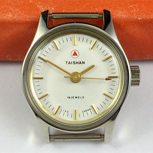 Liaocheng TAISHAN 25mm mechanical lady watch with golden nail markers and round case, elegant design.