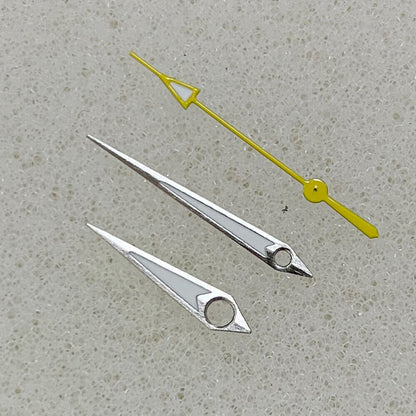 Arrow-shaped silver-trimmed green luminous watch hands designed for NH35/NH36/4R/7S movements